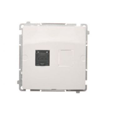 Simon Basic Gniazdo komputerowe RJ45 kategoria 6 pojedyncze z przesłoną przeciwkurzową . Montaż na łapki lub wkręty biały BM61.01/11 KONTAKT (BM61.01/11)